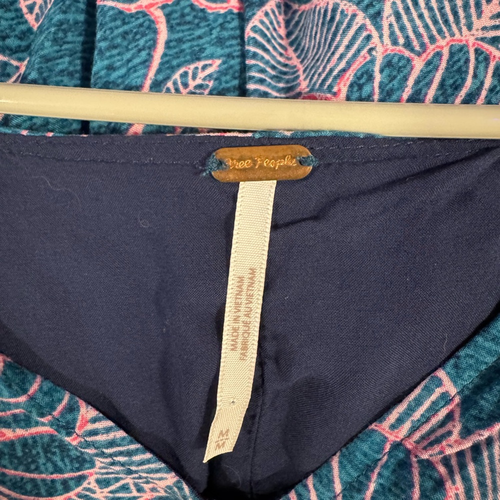 Free People Teal and Pink Floral Crop Top - Picture 2 of 5
